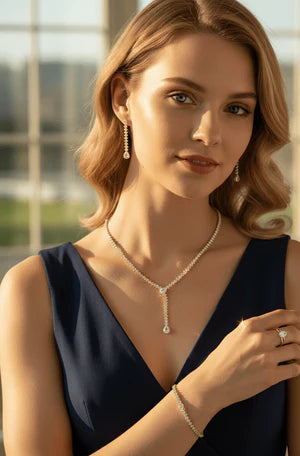 Elegant Teardrop Drop Jewelry Set